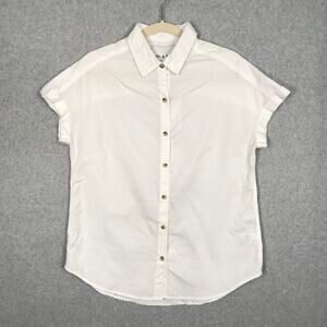 Lola River Anthropologie Shirt Women Small White Button Cuff Boxy Capsule Blouse